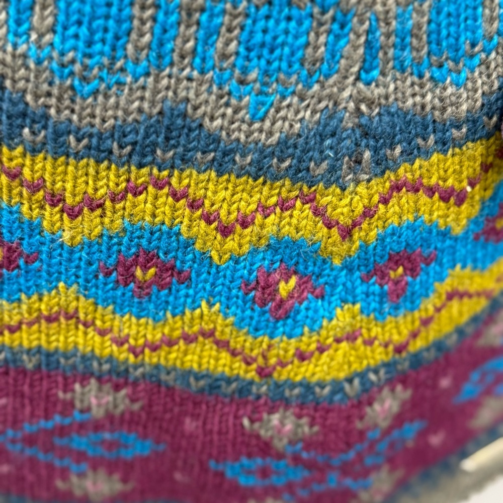 Cozy Patterned Knit Mini Skirt - Teal, Olive & Plum - Picture 6 of 10